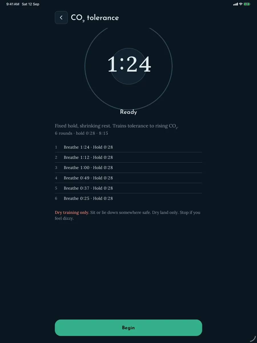 Breathhold — capture de l'app