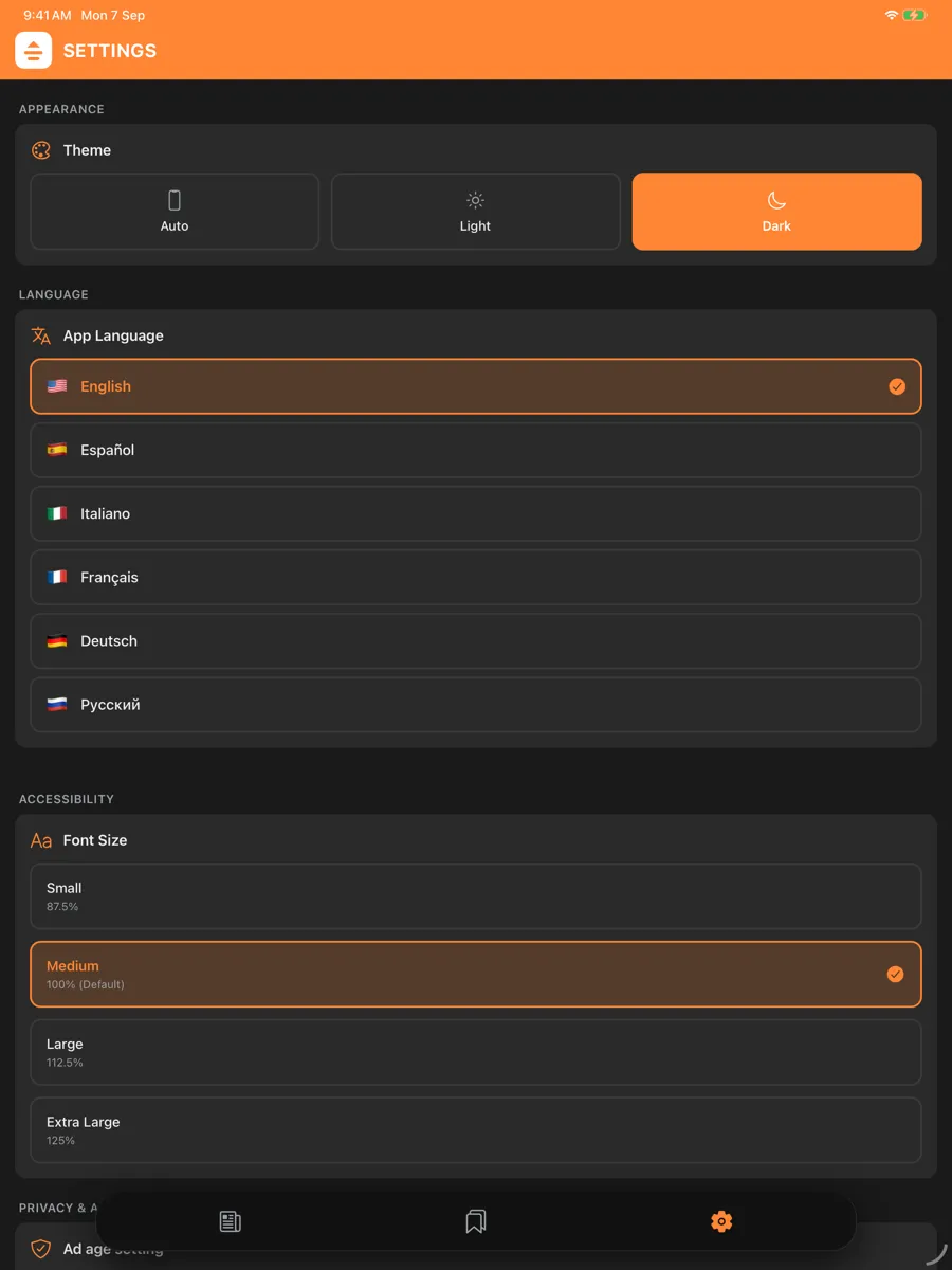 Orange Reader for HN — app screenshot