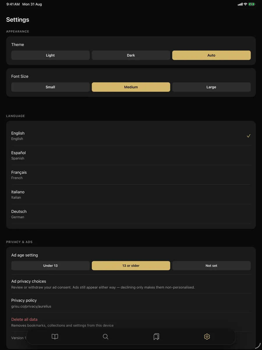 Aurelius — app screenshot