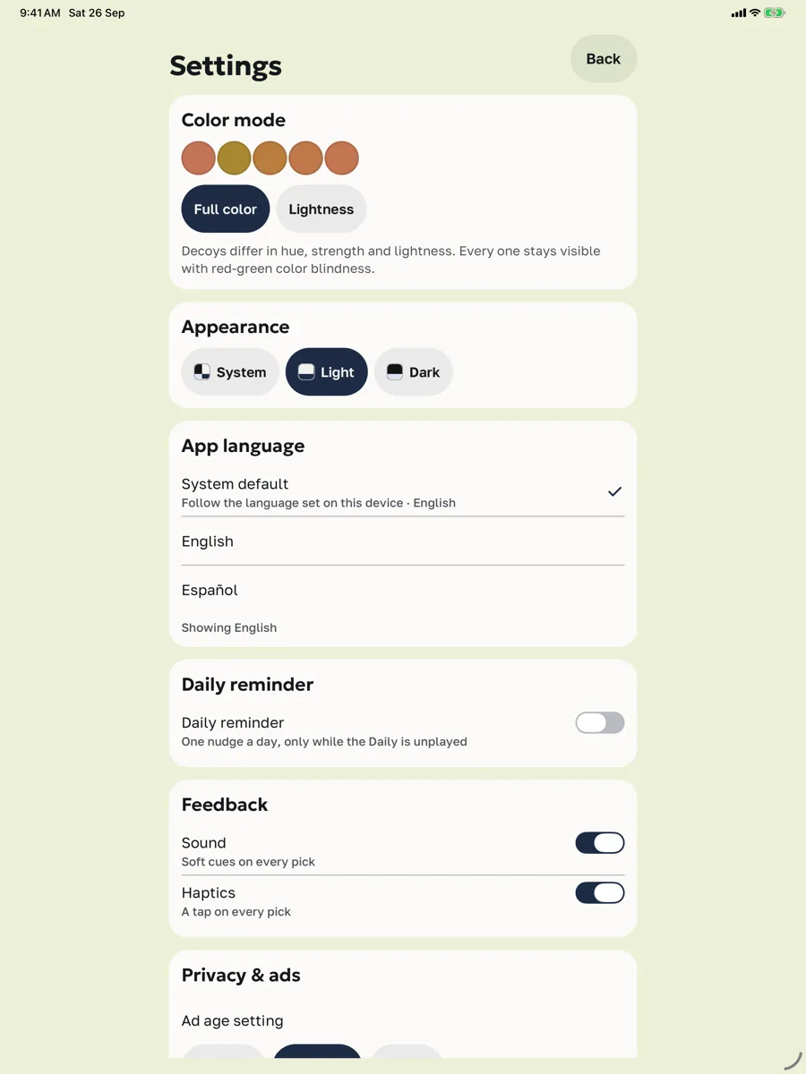 Color Streak: Shade Match Game — app screenshot