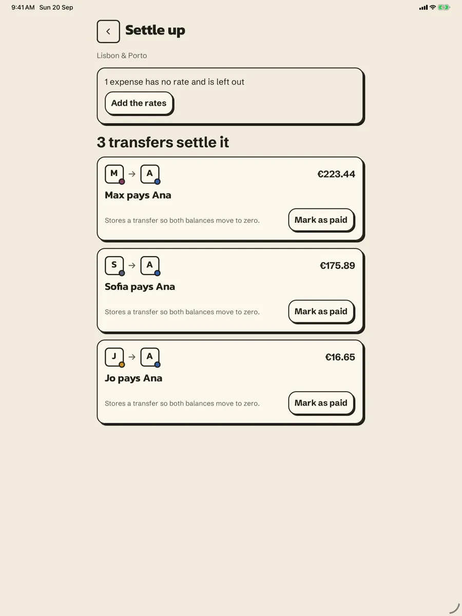 Valise: Trip Planner & Split — app screenshot