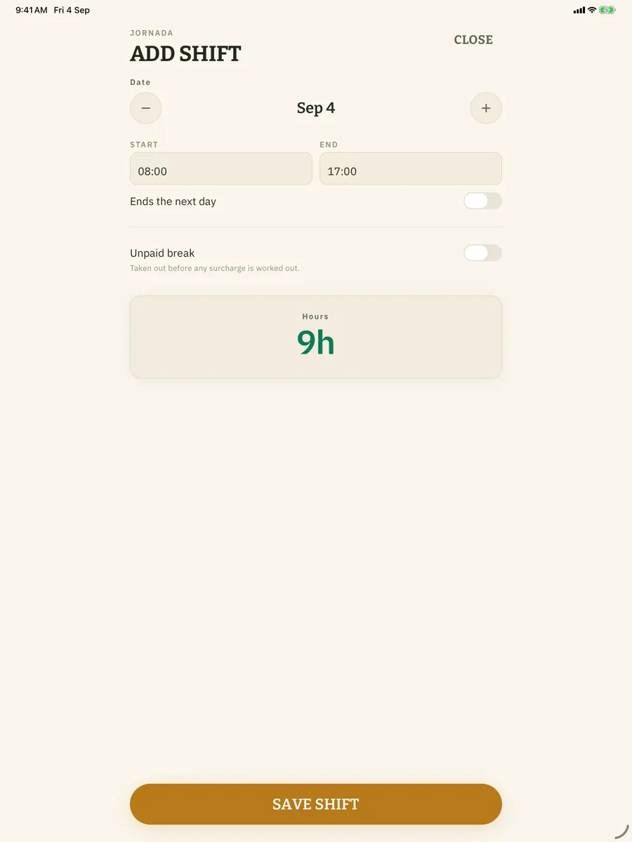 Jornada — app screenshot