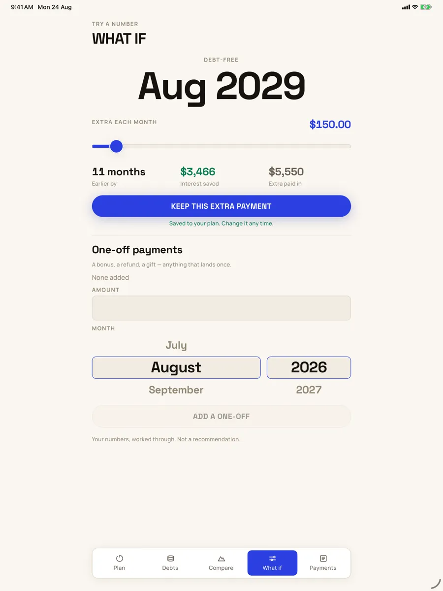 Payoff — capture de l'app