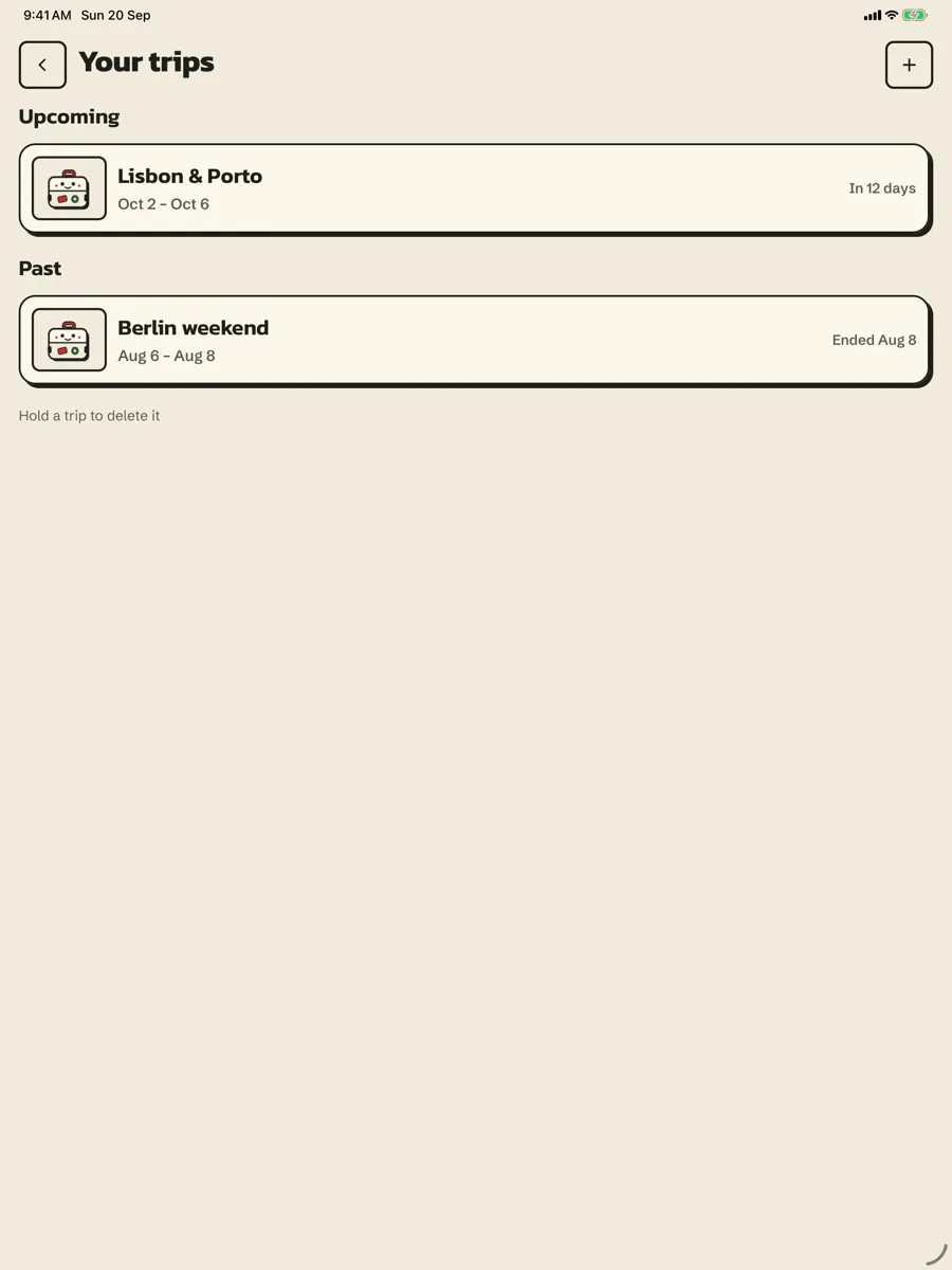 Valise: Trip Planner & Split — app screenshot
